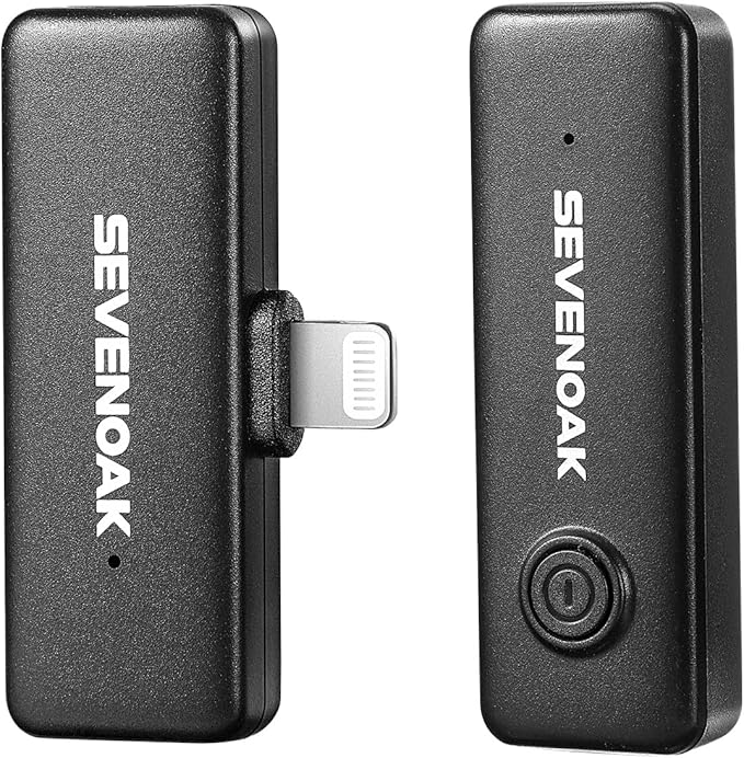 Sevenoak Wireless Lavalier Microphone for iPhone,MFi Certified, Plug Play Noise Cancelling Lapel Mic,196ft Transmission,10H Working Time,Cordless Clip on Mic for Video Recording Live Streaming