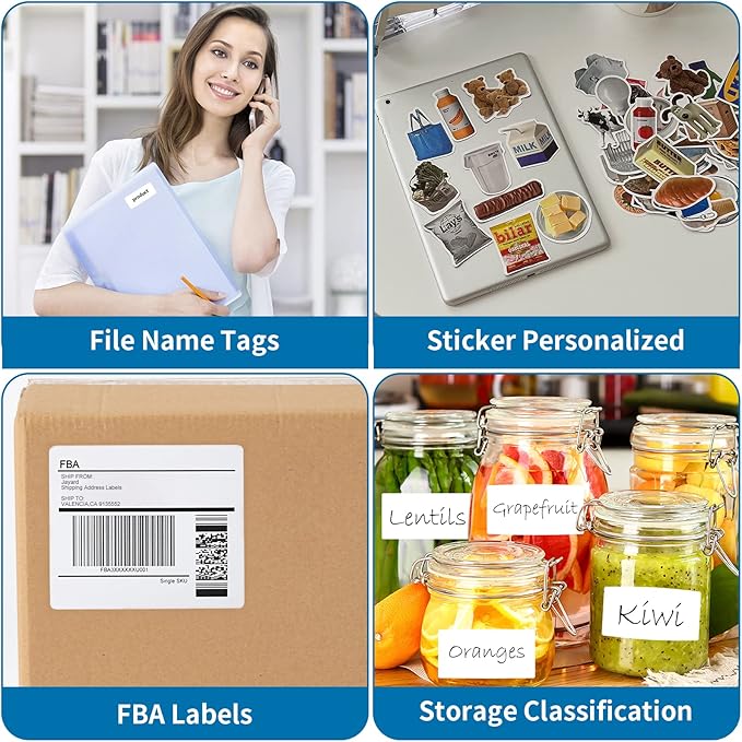 [100 Sheets 600 Labels] Shipping Labels 3 1/3"x4" Printable White 6 up Labels for Laser/Inkjet Printers, Mailing FBA Address Label Sticker Paper - Permanent Adhesive Label Blank
