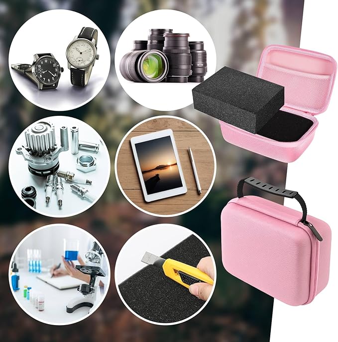 Relaxweex EVA Hard Case with Customizable Foam 13.5 x 9.8 x 5.5 Inch Protective EVA Carrying Case Shockproof Outdoor for Camera, Digital Products, Electronic Instruments with Knife, Pink