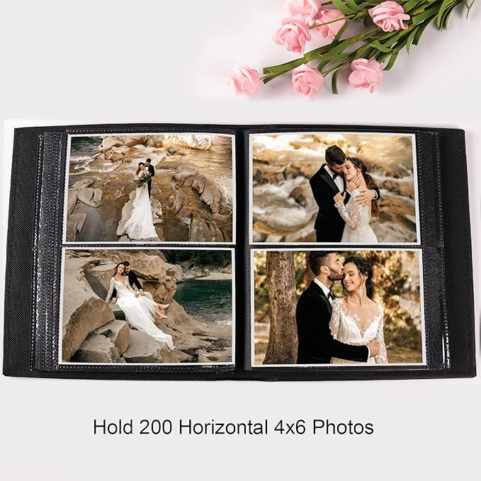 Vienrose Photo Album for 200 4x6 Photos Leather Cover Extra Large Capacity Picture Book for Wedding Baby Vacation