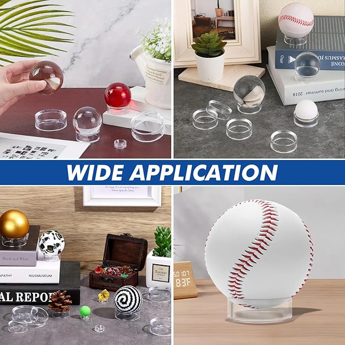 100 Pcs Baseball Holder for Baseball Display Case 1.22 Inches Round Acrylic Stands for Display Case, Clear Ring Stand for Sphere Holder, Small Balls Stands, Golf Ball, Egg Stand, Marble, Softball