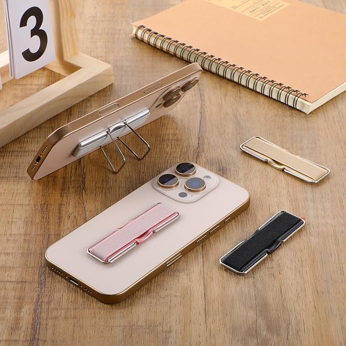 Phone Strap Grip Holder, Phone Finger Strap Slim Adhesive Flat Cellphone Stand Handle Kickstand Case with Elastic Finger Loop for Most Smartphones and Cell Phone Case
