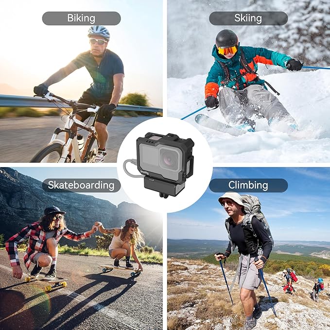 SmallRig Hero 13 / Hero12 / Hero11 / Hero 10 / Hero 9 Black Cage for GoPro, with 2 Cold Shoe Mount for GoPro Light Mod and Common Microphone, Led Video Light - 3083C