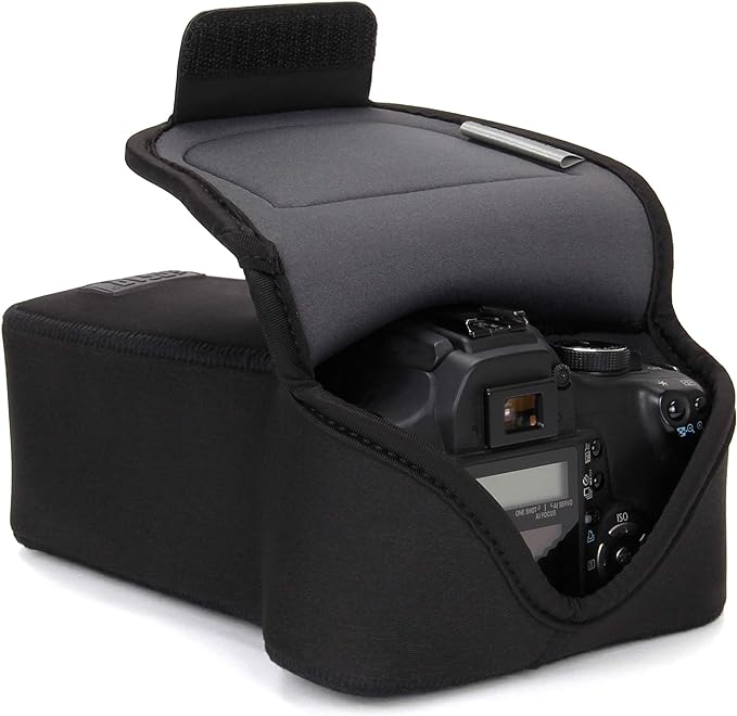 USA Gear Compact Mirrorless & DSLR Camera Sleeve - Lens Attached (Zoom) - Neoprene, Belt Loop Pocket - Fits Small Cameras up to 6.25 x 3 x 8.5 in - Compatible with Canon Sony Nikon Fujifilm