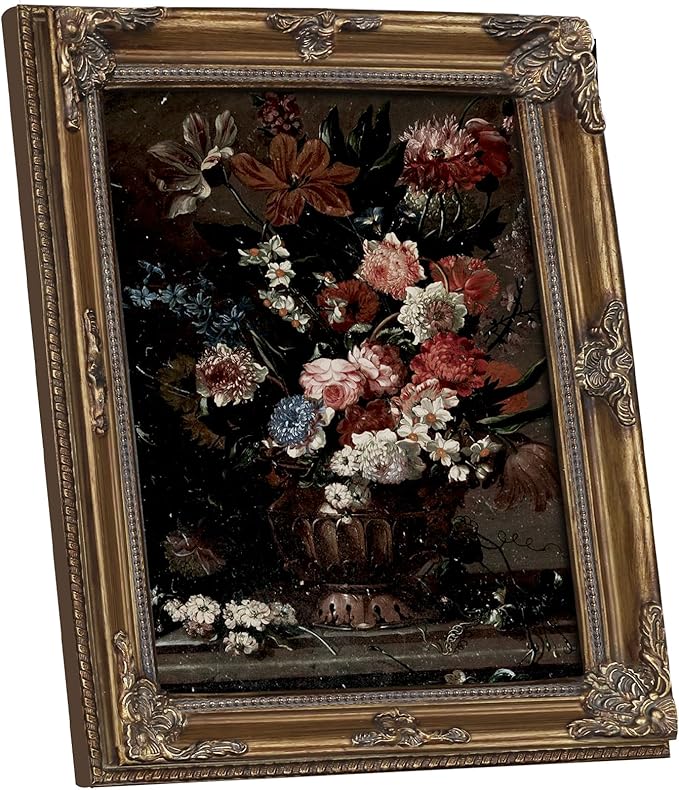 Gothic Gold 11x14 Vintage Picture Frame with Mat for 8x10 or 11 x 14 Photos, Real Glass, Ornate Victorian Baroque Frames for Wall Hanging