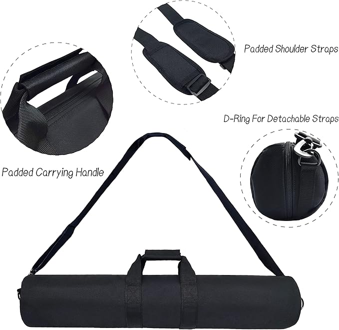 Linque TaktZeit Tripod Carrying Case Fits Tripod with Head up to 35.4"/27.5" Zippered Case with Shoulder Strap and Carry Handle for Light Stands, Boom Stand and Monopod