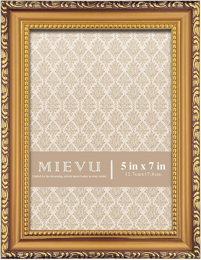 5×7in Picture Frame Gold, Picture Frames for Wall Hanging And Tabletop Display, Ornate Photo Frame for Poster,Vintage Frames,Christmas Frames,with Durable Plexiglass