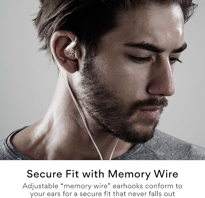 MEE Audio M6 Sport USB-C Wired Earbuds with Memory Wire Earhooks, Headset with Mic & 3-Button Remote for iPhone 15, iPad, Other USB Type C Devices; in Ear Headphones for Running/Gym/Workouts, Clear