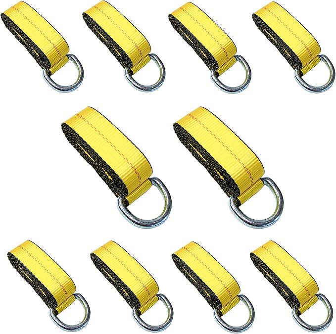 WorldPac (Pack of 10) 2" X 8 Ft Lasso Strap with D Ring Auto Tie Down