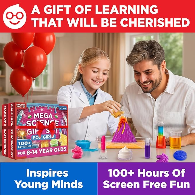 Doctor Jupiter Mega Science Gift Set | Set of ‘Girls’ Ultimate Science Kit’, ‘Glam Science Kit’ for Ages 8+ | Birthday Gift Ideas, STEM Learning & Educational Toys for 8-10-12-14 Year Olds