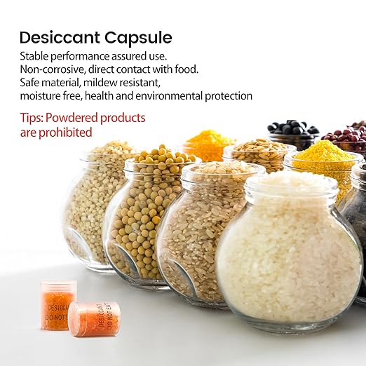 150 Packs 3 Gram Food Safe Desiccant Canister, Silica Gel Clear Capsules, Orange to White Indicating Desiccant Capsules, Desiccant Moisture Absorbers for Storage