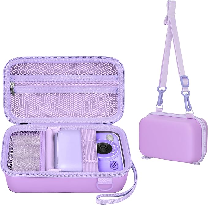 Leayjeen Kids Camera Case Compatible with Cimizi/Gofunly/Aasonida/CAMCLID/LETSHAHA Kids Instant Print Camera, Kids Instant Camera for 1080P Printed Photos,Birthday Gifts for Kids-Purple(Case Only)