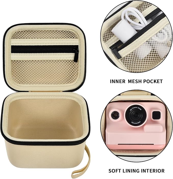 ANKHOH Case for Dylanto/for DUDUDRAGON/for Yehtta/for Gofunly/for LETSHAH Kids Camera Instant Print, 1080P Kid Cameras Storage Organizer Gifts Bag for Printing Paper and Toy Accessories,Beige-Only Box