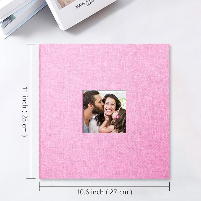 Vienrose Large Photo Album Self Adhesive for 4x6 8x10 Pictures Magnetic Scrapbook Album DIY 11" X 10.6" 60 Blank Pages with A Metallic Pen