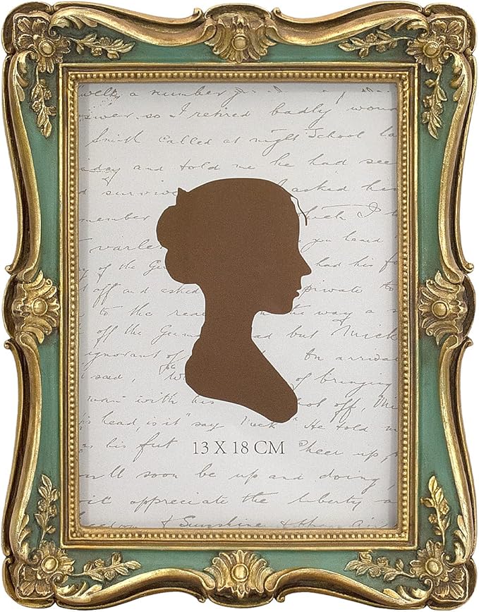 AELS 5x7 Inch Vintage Picture Frame, Elegant Antique Photo Frames with Glass Front, Photo Display, Tabletop Wall Hanging, Gift Ideas, Gold and Green