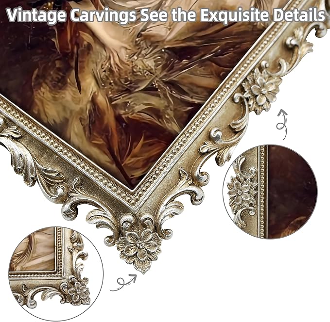 Silver Picture Frame 8x10 Vintage Antique for Wall or Tabletop Display, Baroque Wedding Frame or Matted to 5x7 Photos
