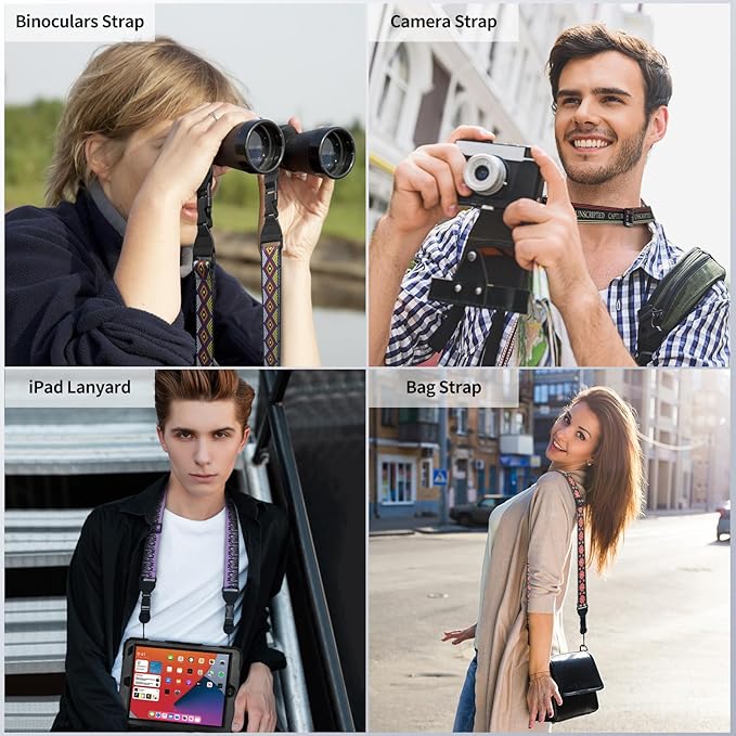 Purple Flame Shoulder Strap, Adjustable Camera Strap with 2 Sets of Quick-Release Buckles, Comfortable Neck Strap for iPad, Tablet, Camera, Laptop, Binocular, Luggage Bag