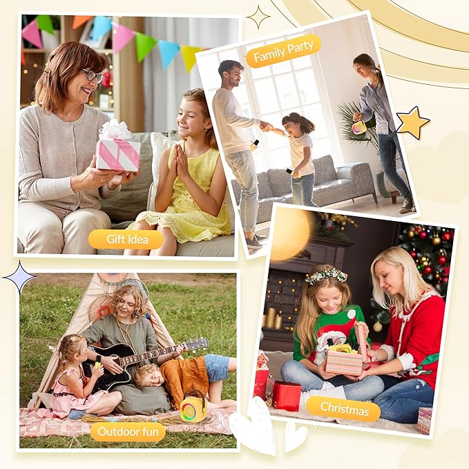 Mini Karaoke Machine for Kids Adults：Portable Bluetooth Karaoke Speaker with 2 Wireless Microphones and Lights for Home Party, Christmas Birthday Gifts for 4-12+ Years Old Girls Boys(Yellow)