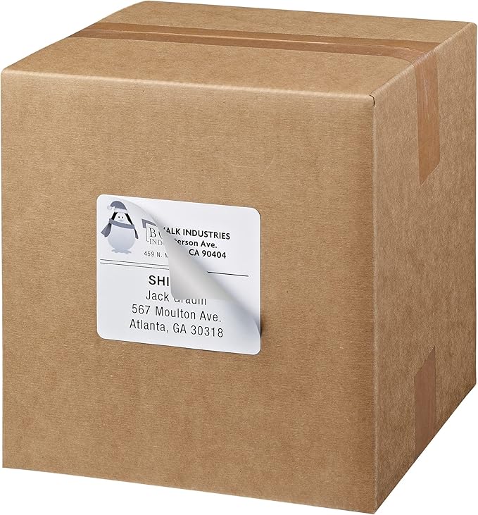 Avery Printable Shipping Labels with Sure Feed, 3-1/3" x 4", White, 150 Blank Mailing Labels (5264)