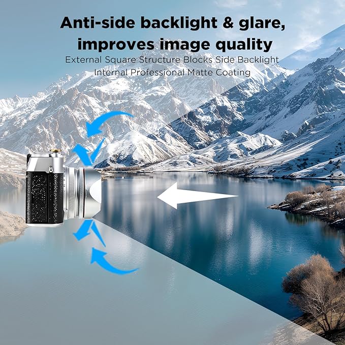 Haoge Square Metal Lens Hood for Fuji X100VI Fujifilm FinePix X100V X100F X100 X100S X100T X70 Camera Accessories Silver with Cap and 49mm Adapter Ring Kit