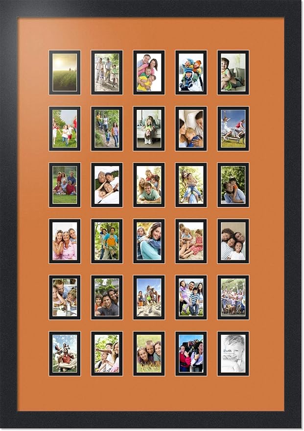 Art to Frames Double-Multimat-391-712/89-FRBW26079 Collage Photo Frame Double Mat with 30-2x3 Openings and Satin Black Frame
