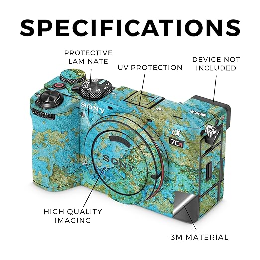 Carbon Fiber Camera Skin Compatible with Sony Alpha 7CR Camera (2023) - Teal Marble - Premium 3M Vinyl Protective Wrap Decal Cover - Easy to Apply | Crafted in The USA by MightySkins
