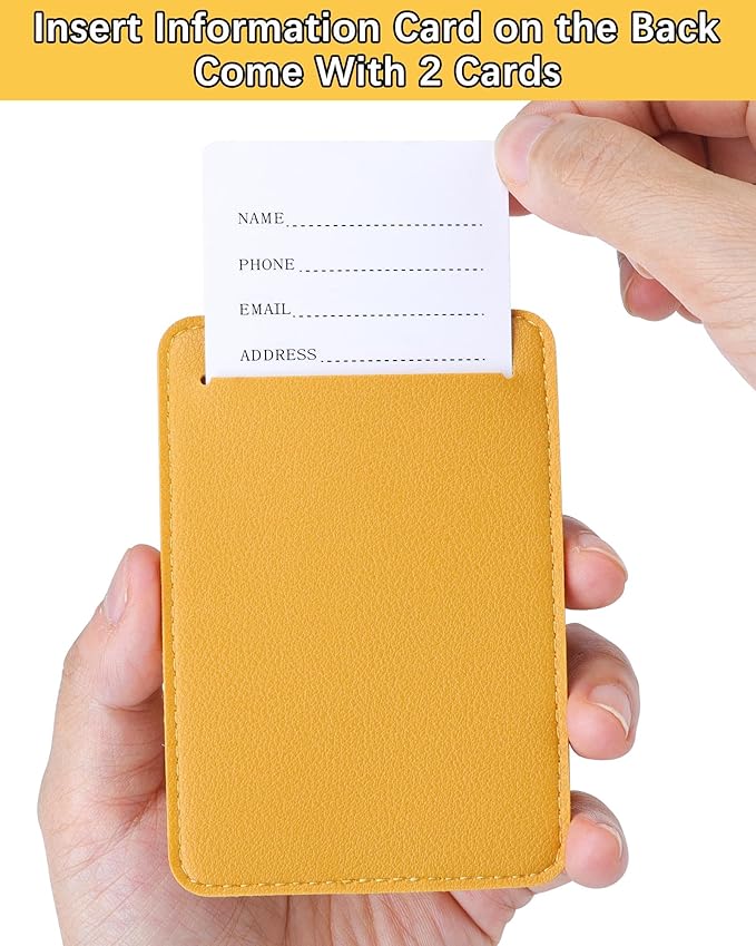 Teskyer Luggage Tags, Thick & Durable, Easy to Identify, Privacy Protection, TSA Approved Travel Essentials Suitcase Tags - 2 Pack, Yellow