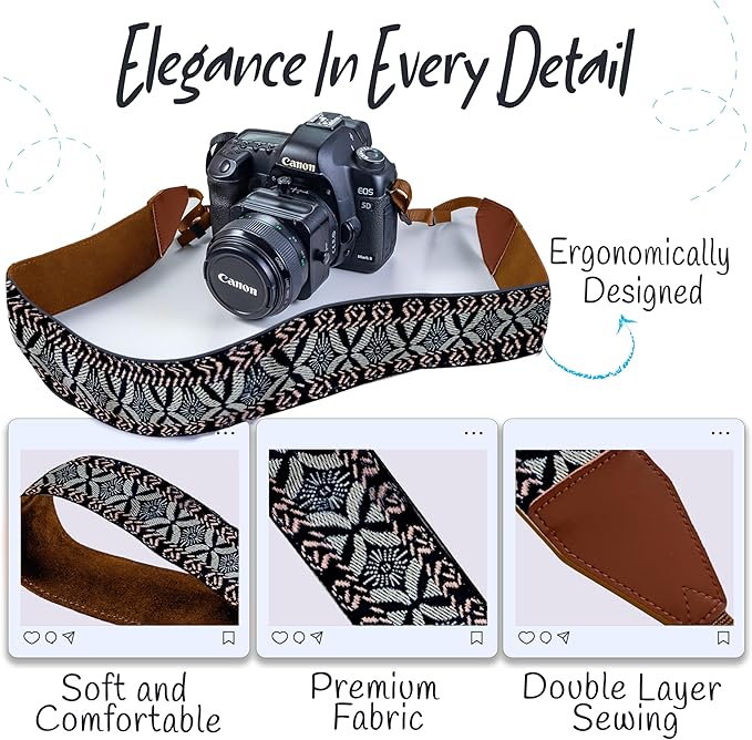 Art Tribute Camera Strap for All DSLR and Mirrorless Cameras. Add Your Name Or Initials Make It a Personalized Gift