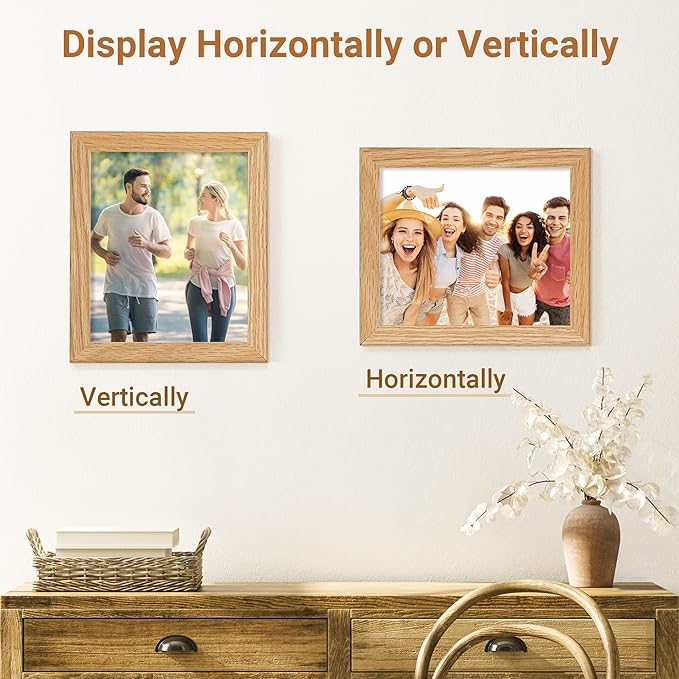 Vivelove 5x6 Picture Frame, High-End Natural Oak 5 x 6 Wooden Frame with Tempered Glass, 5x6 Wood Photo Frame for Wall or Tabletop, Wall Hook Included for Art Photo and Prints, Natural