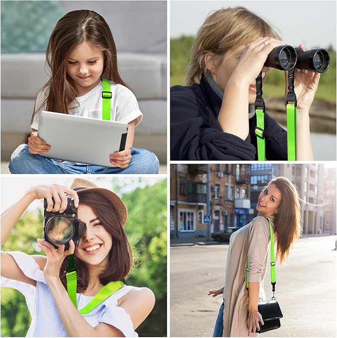 Universal Shoulder Strap, Neoprene Padded Bag Strap with Double Adjustable Buckles, Comfortable Neck Lanyard for Camera, Cellphone Tablet,iPad, Laptop, Binocular, Luggage Bag(Fluorescent Green)