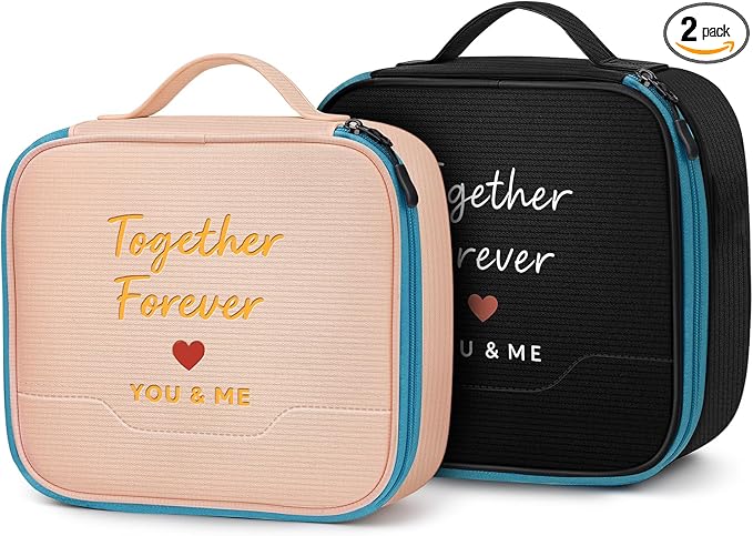 MATEIN Valentines Day Gifts for Couples, Mr and Mrs Gifts, Electronics Organizer Travel Case, 2-Pack Couple Cord Organizer Bag 2-in-1 Cable Storage Bag for Tech Accessories and Makeup