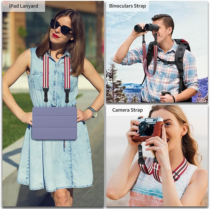 Adjustable Shoulder Strap, Comfortable for Camera Neck Lanyard iPad Strap iPad Strap for iPad, Camera, Binocular, Crossbody, Tablet, Laptop, Binocular, Luggage Bag(Red, Green White Red A27)