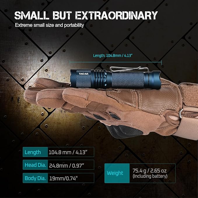 ACEBEAM TAC AA 2.0 Longest-Range AA Flashlight 360 Meters, 900 High Lumens Tactical EDC Flashlight Rechargeable, 6 Modes Pocket LED Super Bright Small Mini Flashlight for Camping, Home(SFT-25R HI)