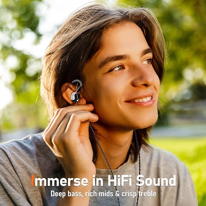 Vibes 202M Wired Earbuds - HiFi in Ear Monitor Headphones - Noise Isolating Ear Buds w/ Mic - Clear Sound, Deep Bass & Comfort-Fit Gaming Earphones - MMCX to 3.5mm & Silver Plated Cord, Carrying Case