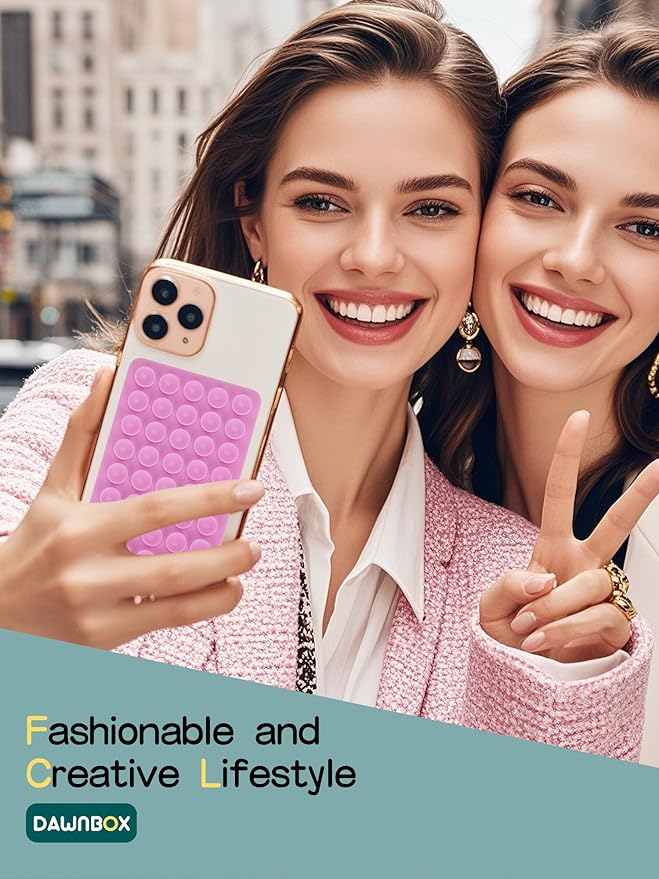 Silicone Suction Phone Case Replacement for Octobuddy, Non Slip Suction Cup PhoneMount Holder for Selfies and Videos,Silicon Adhesive Phone Stand Sticky for iPhone and Android (2Pcs Pink)
