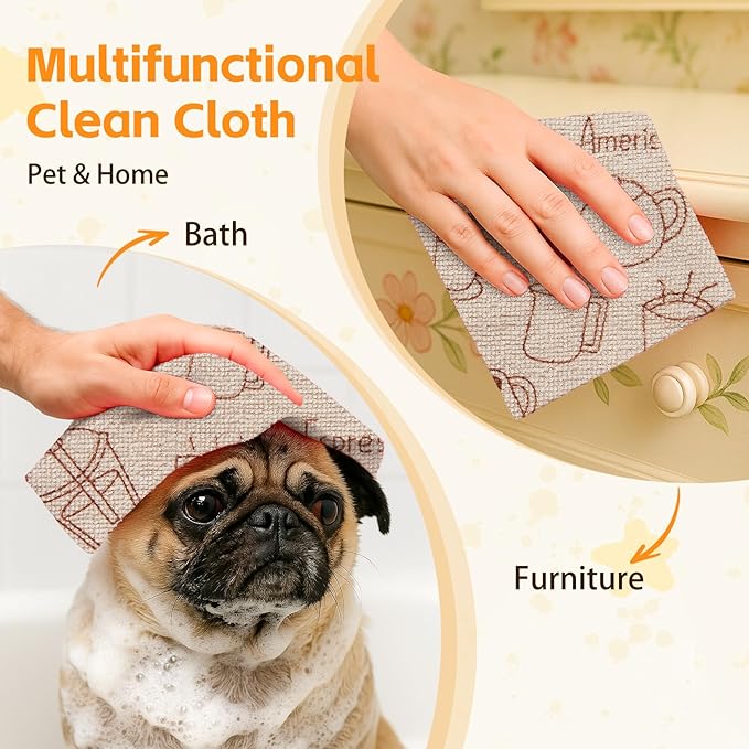 Microfiber Cleaning Cloth Roll, 50-Count Reusable Washable Rags, Absorbent Lint-Free Non-Scratch Streak-Free Tear-Away Barista Towels for Kitchen & Home, Bar & Studio, 12x12 in