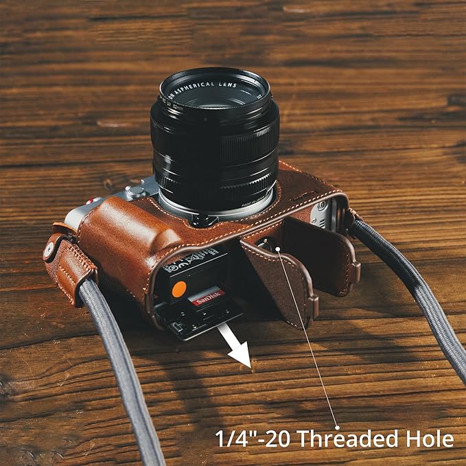 SMALLRIG X-E5 Leather Case Kit for FUJIFILM X-E5, Vintage Half-Body Case with Shoulder Strap, Genuine Leather Material（Brown）- 5449