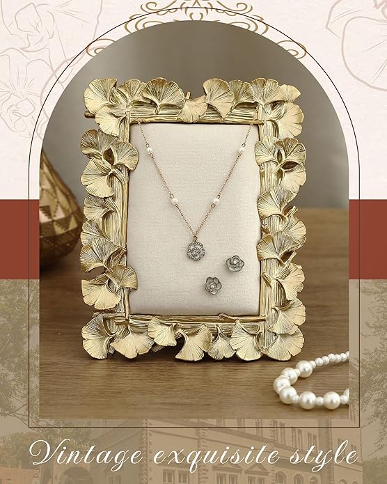 Jewelry Display Stand Vintage Necklace Organizer Ring Holder Earring Tray Resin Jewelry Photography Props Frame with Velvet Backing for Gifts