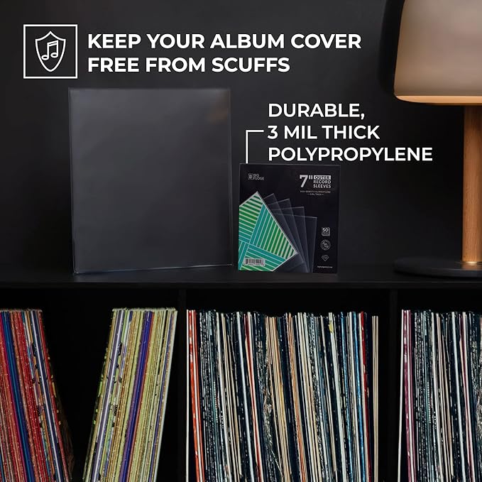 Big Fudge 12" Vinyl Record Sleeves - Outer Sleeves 25 Pack -Crystal Clear High-Density Polypropylene Vinyl Covers - Accessories Protect LP Albums from Dust, Dirt & Scratches
