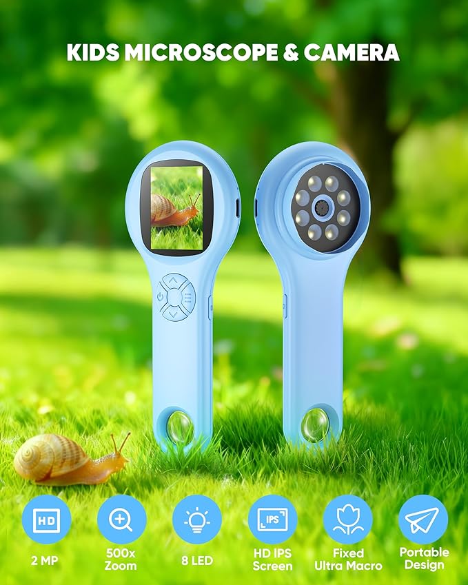 Microscope for Kids - Mini Pocket Handheld Microscope for Toddlers-STEM Educational Science Kit Toys for Christmas Birthday Gifts Toys for 5 6 7 8 9 10 11 12 Year Old Girls