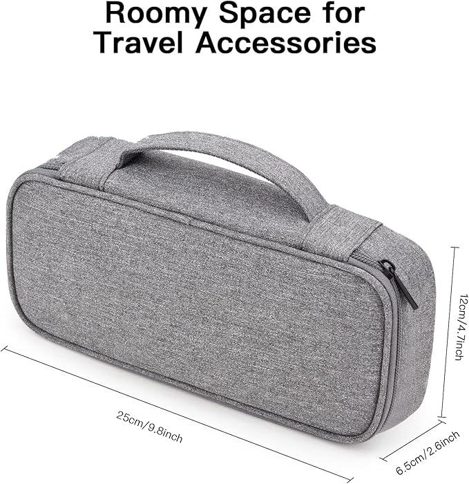 Tech Organizer Travel Case, Electronics Carrying Pouch Bag for Cable, Charger & Cords (Dark Grey)