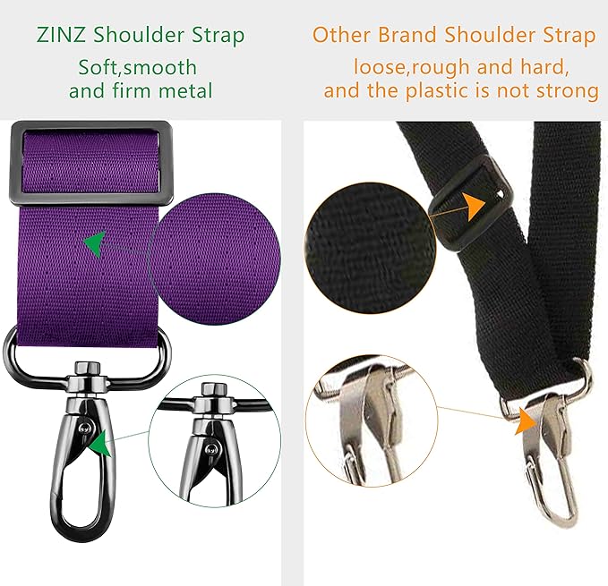 ZINZ 79 inch Shoulder Strap, Extra-thick Fixed Cushion Pad and Dual Clasps Universal Replacement Strap with Metal Swivel Hooks for Laptop Bags, Luggage Bags, Camera, Crossbody (200cm,Purple)