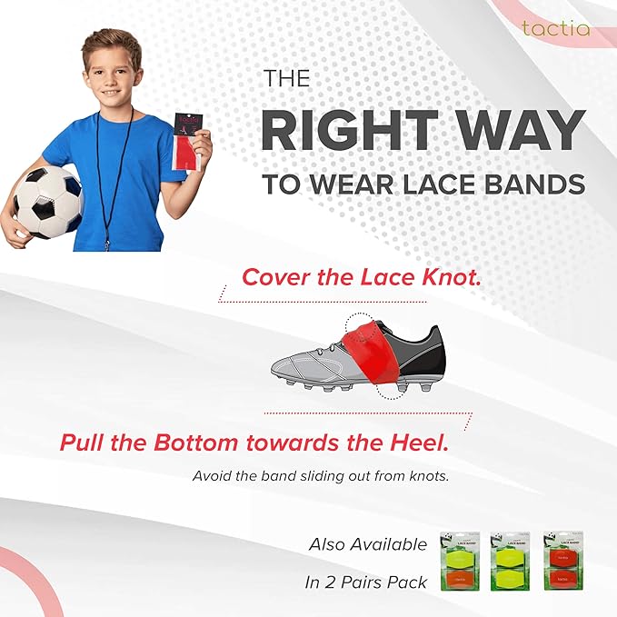 Tactia Soccer Lace Bands Youth – Premium Silicone – Lace Cover for Soccer Cleats, Soccer Shoe Lace Bands (1 Pair)