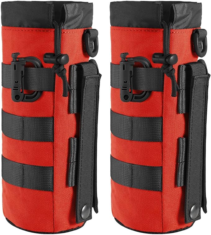 Tactical MOLLE Water Bottle Pouch with Drawstring Open Top & Mesh Bottom, Military Water Bottle Holder Bag Sports Travel Hydration Carrier