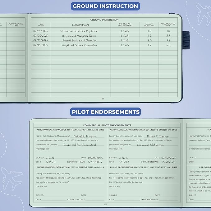 Clever Fox Pilot Logbook – Hardcover Flight Log Journal for Professional & Student Pilots – Aircraft Record Book, Aviation Gifts & Gear (Skyline Blue)