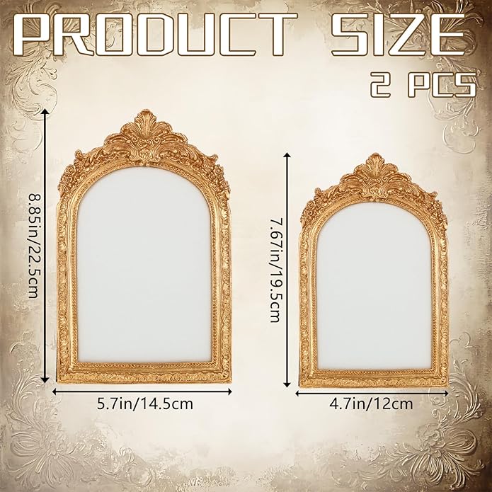 2 Pcs Gold Jewelry Stand, Vintage Photo Frame Earring Holder, Resin Jewelry Display Stand, Lined with Soft Velvet, Necklace Storage Box, Suitable for Women As Gifts for Birthdays, Holidays