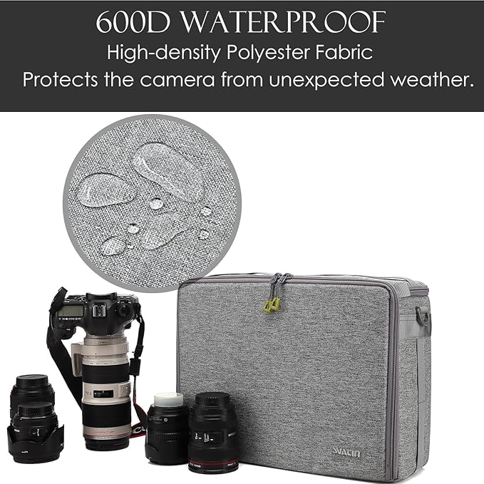 Camera Insert Bag,Shockproof &Pressure-proof Dual Opening Padded Camera Lens Cube Case Backpack,Digital DSLR SLR Mirrorless Cameras Accessories Storage Pouch for Canon,Nikon,Sony,Panasonic(L)