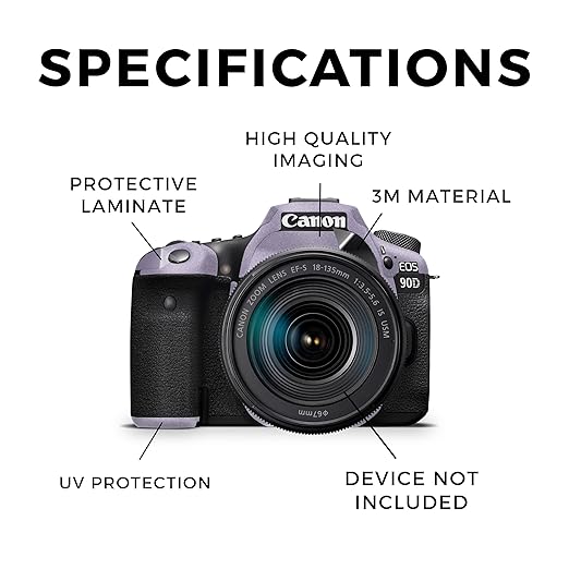 Glossy Glitter Camera Skin Compatible with Canon EOS 90D Camera (2019) - Solid Lavender - Premium 3M Vinyl Protective Wrap Decal Cover - Easy to Apply | Crafted in The USA by MightySkins