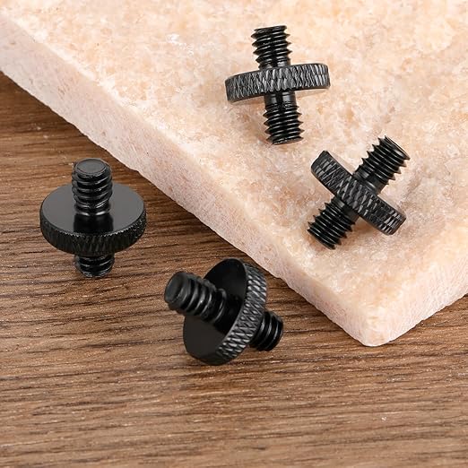 1/4" Male to 1/4" Male Tripod Screw, 4 PCS Standard Camera Cage Mount Threaded Light Stand Screw, Double Head Converter Precision Made for Shoulder Rig Stud Mounting Accessories