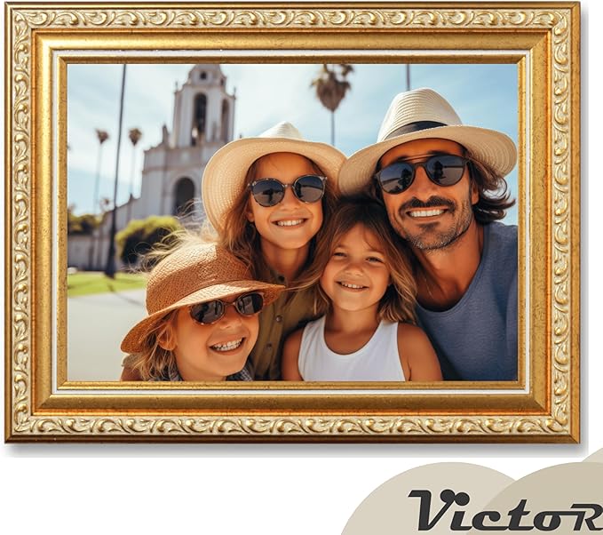 VictoR Picture Frame Chagall 6x8 Gold - Vintage Picture Frames with Shutterproof Acrylic Glass - 6 x 8 Photo Frame - Gold Picture Frames - Antique